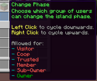 Island Permission settings